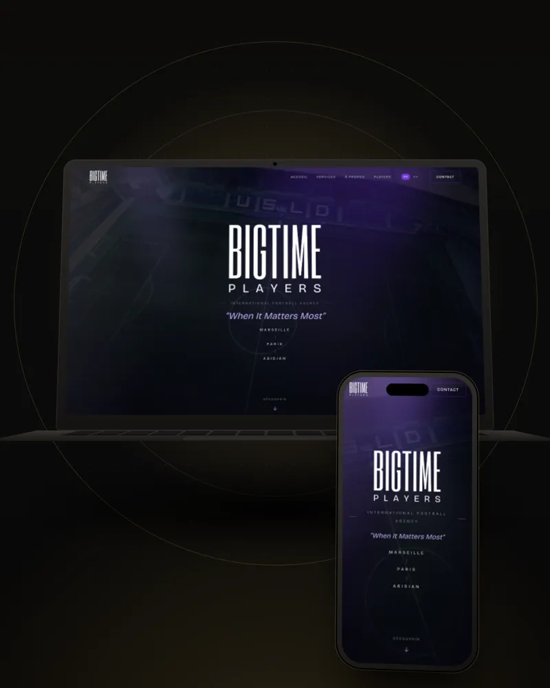 Mockup du site Bigtime Players