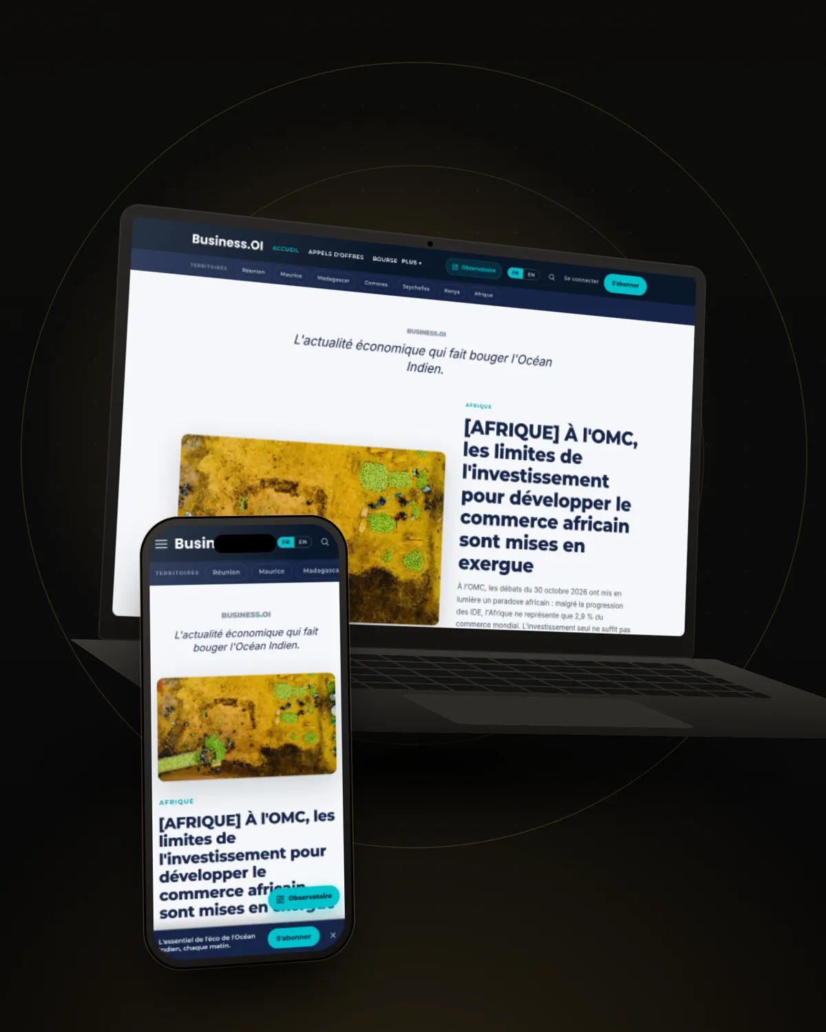 Mockup du site Business OI