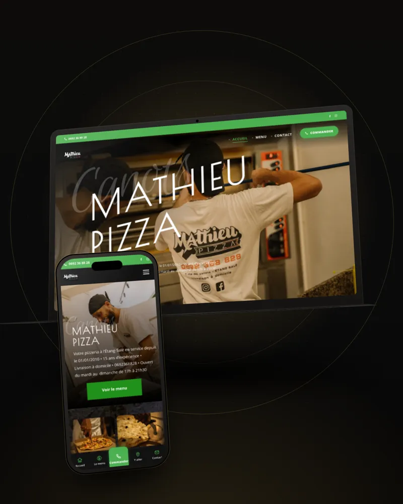 Mockup du site Mathieu Pizza